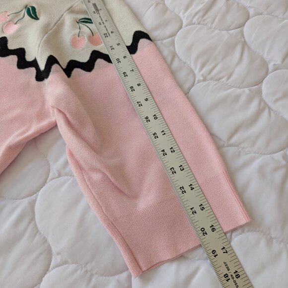 Unique Vintage 3/4 sleeve pink cherries fair isle sweater EUC 4X 5X - Picture 6 of 10